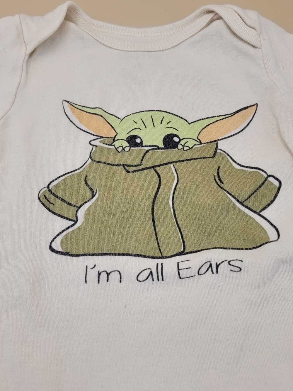 Star Wars Cream Infant Bodysuit with Black Logo "Im All Ears" - Picture 2 of 5